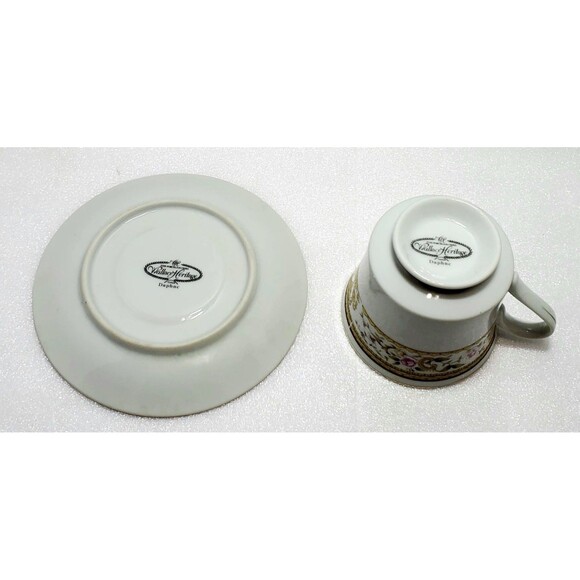 Wallace Heritage Daphne Tea Cup & SaucerFloral Gold Trim Porcelain Japan - Picture 9 of 13